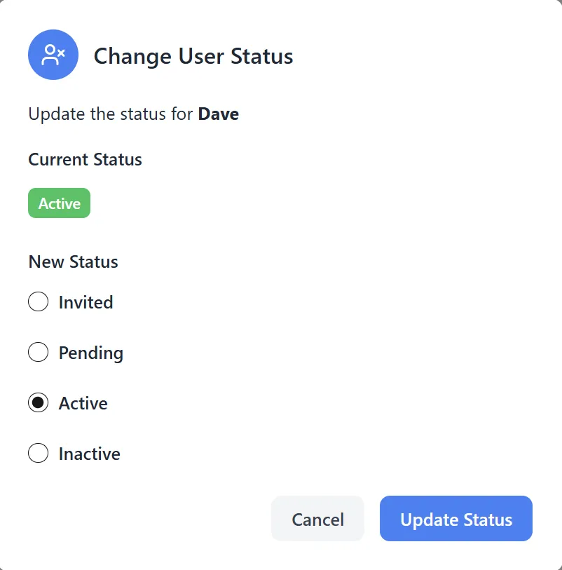 Change Status Modal