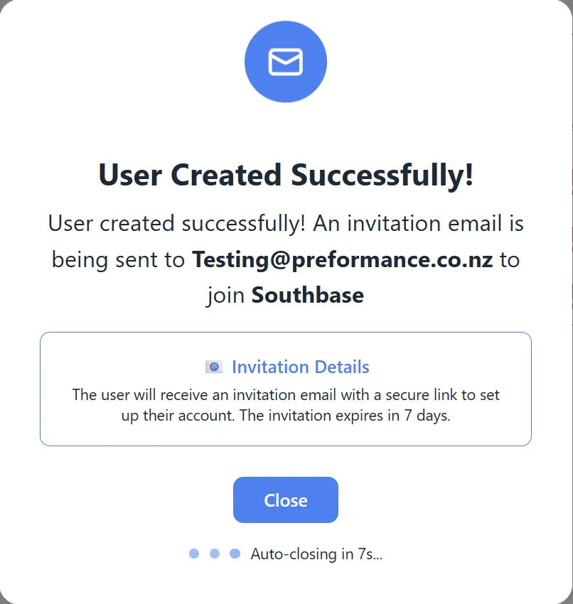 Invitation Success Modal