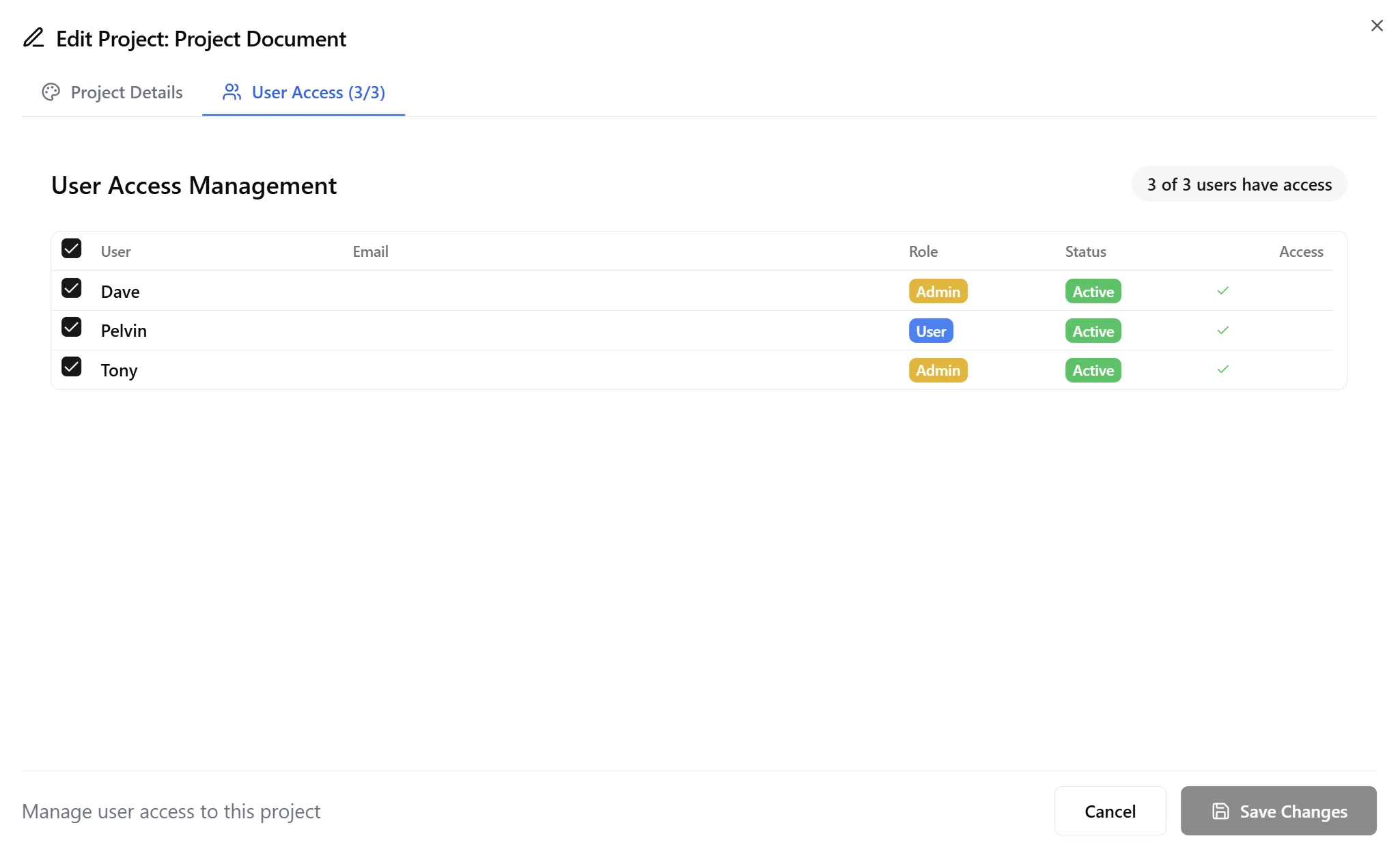 Project Users Management